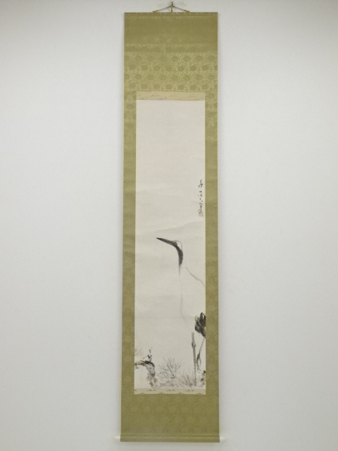 JAPANESE HANGING SCROLL / HAND PAINTED / CRANE